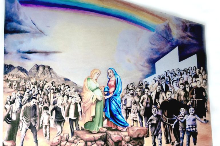 Dipinto raffigurante la visita di Maria ad Elisabetta di Giuseppe La Serra